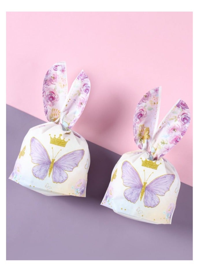 توزيعات العيد 25 قطعة من أكياس توزيعات العيد والهدايا و الحلوى على شكل فراشة أرجوانية للاحتفال بالعيد و لتزيين حفلات أعياد الميلاد وحفلات استقبال المولود الجديد - Image 3